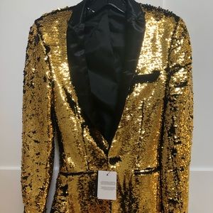 BRAND NEW skinny gold/black sequins blazer S/32